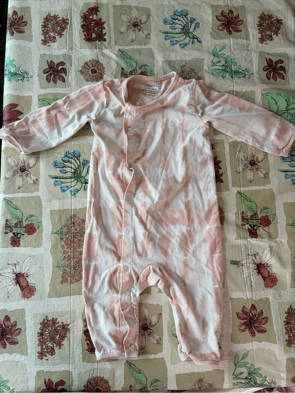 Light Pink Tie-Dye Long Sleeve Baby One-Piece Romper